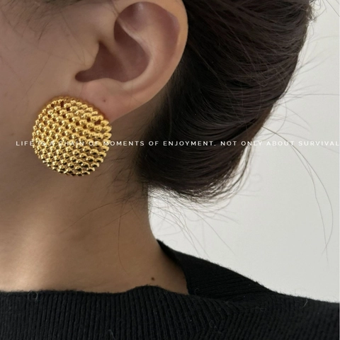 Hohlkugel Perlen Ohrringe Ring Metall Vergoldet Geometrischer Modeschmuck Für Frauen Eleganter Minimalistisches Accessoire