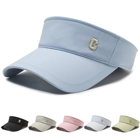 Chapeau Visière Femme Polyester Respirant Sport Plein Air Réglable Broderie Lettre C Style Loisir