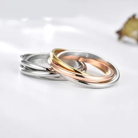 Interlocking Band Ring Polished 316L Stainless Steel Multi Color Bands For Women Men Couple Minimalist Jewelry Gift Fashion Accessory