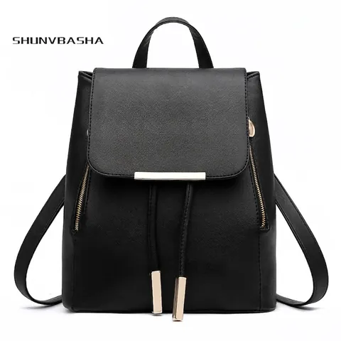 Sac à Dos Mode Femme Cuir PU Saffiano Rabat Cordon Sac à Dos Dames Décontracté Quotidien Voyage École Multi Poches