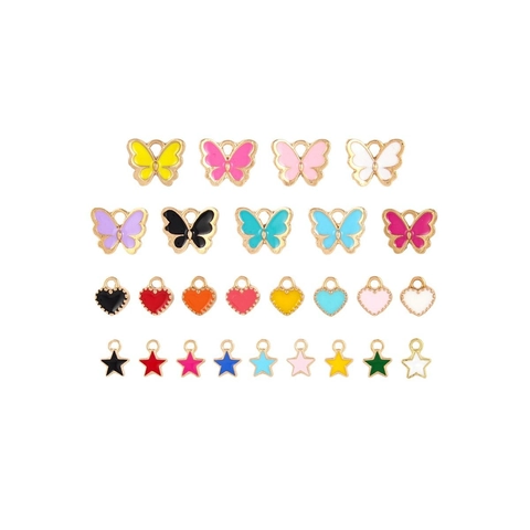 Breloque Connecteur En Acier Inoxydable Émail Coeur Pendentif Avec Strass Doubles Boucles Accessoire Création Bijoux DIY