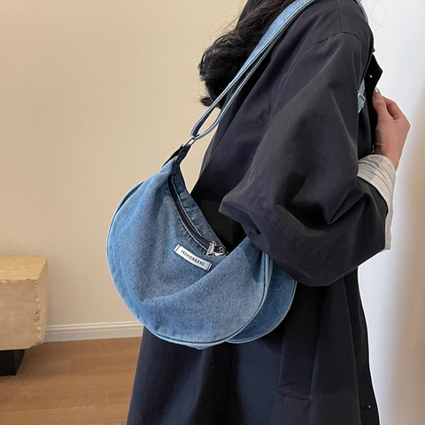 Borsa A Tracolla In Denim A Mezzaluna Da Donna Borsa Hobo Vintage Con Tracolla Regolabile Borsa Moon Casual