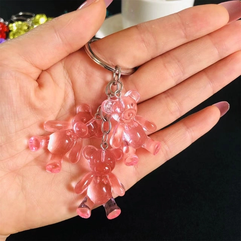 Resin Gummy Bear Keychain Translucent Jelly Candy Color Cute Bag Charm For Women Girls Kawaii Accessory