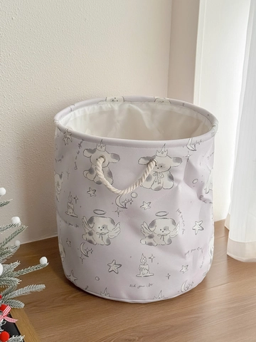 Cesta Para Lavandería De Lona Con Perro Animado Plegable Gran Capacidad Cubo De Almacenamiento De Tela Para Hogar Con Asa