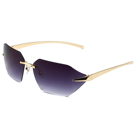 Gafas De Sol Geométricas Sin Montura Marco De Metal Irregular Moderno Protección UV400 Moda Unisex