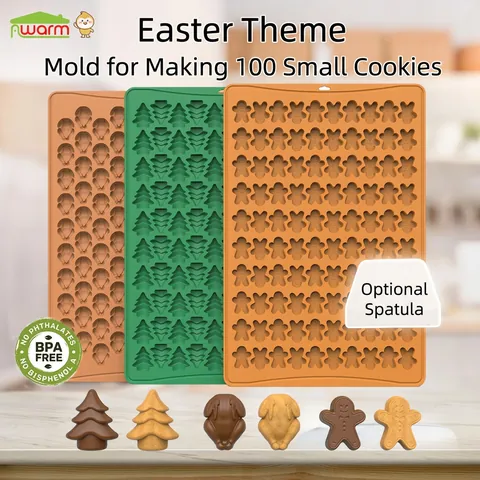 Stampo Da Forno In Silicone Albero Di Natale Omino Di Pan Di Zenzero Tacchino Teschio Coniglio Con Raschietto Resistente