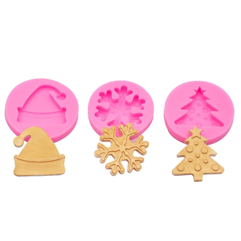 Christmas Silicone Molds Snowflake Tree Hat Gingerbread Man Snowman Shapes For Baking Chocolate Cake Candle Soap DIY Crafts