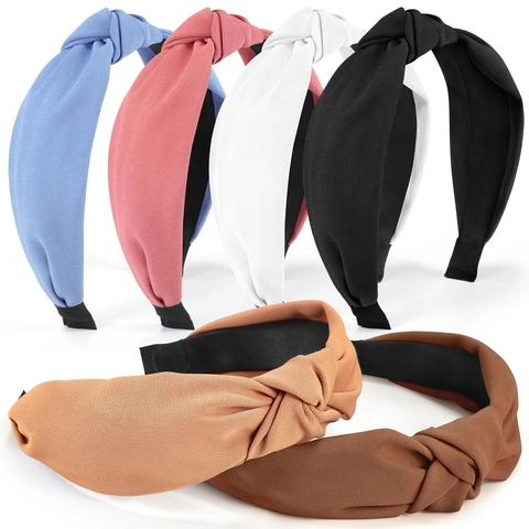 Women Knotted Headband Twill Fabric Non-Slip Wide Hair Hoop Fashion Simple Headpiece Hair Accessory