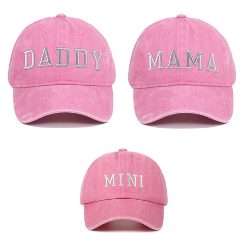 Πλυμένο Βαμβακερό Καπέλο Μπέιζμπολ Vintage Daddy Mama Mini Κέντημα Ρυθμιζόμενο Καπέλο Οικογενειακό