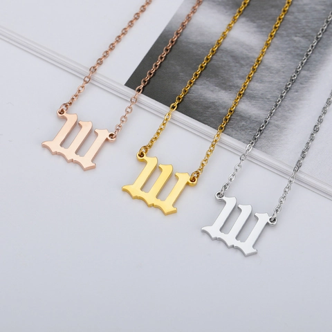 Engel Nummer Halskette Edelstahl Gothik Altenglisch Nummer Anhänger Schmuck Geschenk Für Damen Herren Minimalistisch