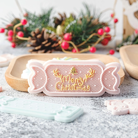 Weihnachtsgebäck Ausstecher Süßigkeiten Form Acryl Fondant Stempel PLA Kunststoff Backform Für Kuchendekoration DIY Geschenk