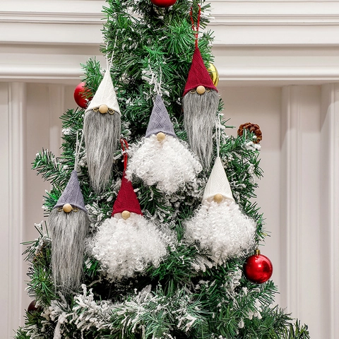 Adornos De Gnomos De Navidad Tela De Punto Piel Sintética Barba Larga Nariz De Madera Tomte Sueco Muñeca Sin Cara Decoración