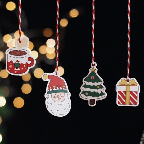 Etichette Di Natale Carta Cartone Cartone Animato Babbo Natale Pupazzo Di Neve Confezione Regalo Decorazione Festiva Accessori