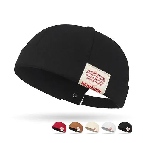 Retro Docker Hat Randloze Pet Katoen Polyester Verstelbare Metalen Gesp Letter Label Streetwear Hip Hop Unisex