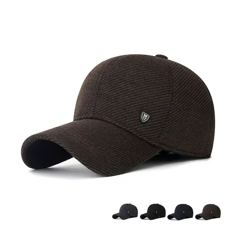 Herren Winter Baseballkappe Dicke Fleecegefütterte Twill Baumwolle Ohrenschutz Warm Verstellbare Winddichte Outdoor Sport Mütze