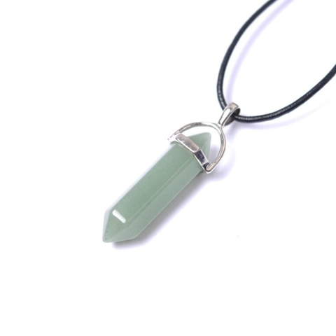 Natural Stone Hexagonal Column Pendant Necklace Crystal Point Bullet Shape Spiritual Healing Jewelry For Men Women