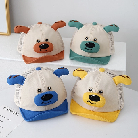 Cappellino Da Baseball In Rete Per Neonati Con Orecchie Di Cane 3D Cappello Da Sole In Cotone Traspirante Regolabile