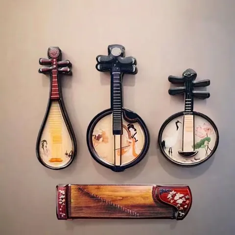 Chinesische Traditionelle Instrument Kühlschrankmagnete Holz Pipa Guzheng Yueqin Ruan 3D Relief Vintage Home Decor Ornamente