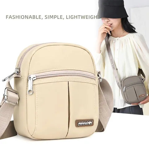 Bolso Bandolera De Nylon Para Mujer Impermeable Con Múltiples Bolsillos Bolso De Hombro Casual Correa Ancha Ajustable Ligero