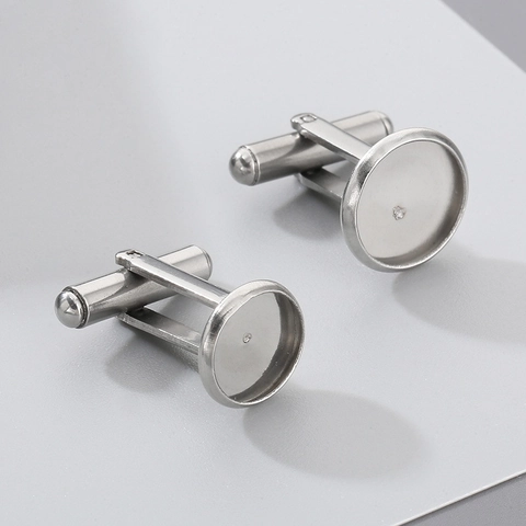 Support De Boutons De Manchette Rond En Acier Inoxydable Base Vierge DIY Fabrication De Bijoux Accessoires Pour Chemises