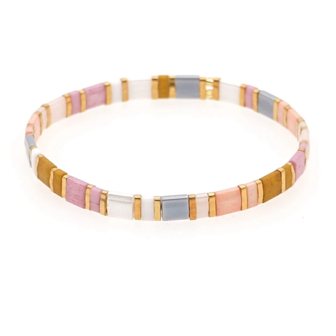 Böhmische Tila-Perlenarmbänder Für Damen Aus Premium-Glasperlen Geometrischer Elastischer Schmuck Stapelbarer Ethno-Stil