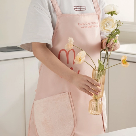 Delantal De Cocina Impermeable Con Bolsillos Para Secar Manos Resistente Al Aceite Ajustable Diseño Conejo Dibujos