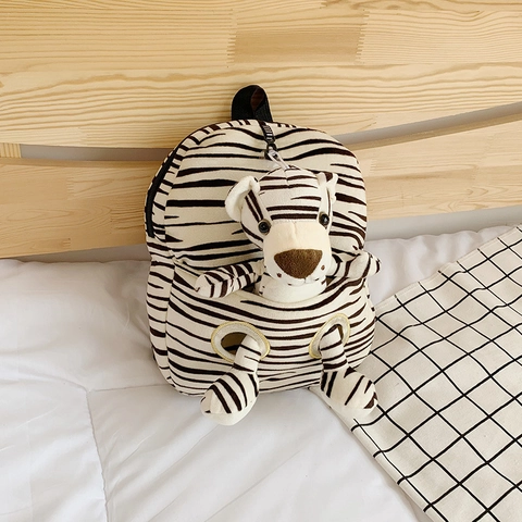 Kids Cartoon Animal Backpack Plush Detachable Doll Anti-Lost Leash Toddler Schoolbag Kindergarten Cute
