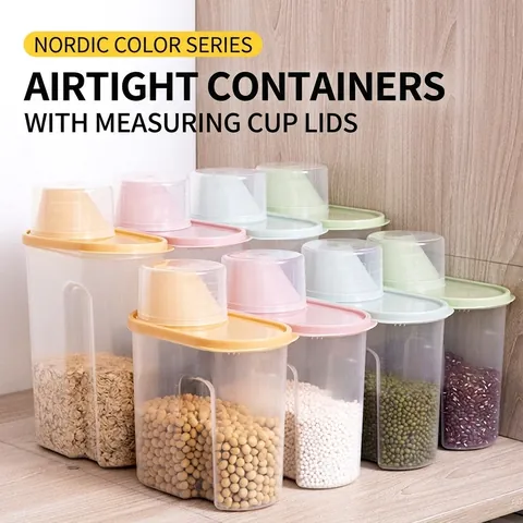 Contenitori Per Alimenti In Plastica Con Coperchio Dosatore Trasparente Ermetico Distributore Di Cereali Per Cucina