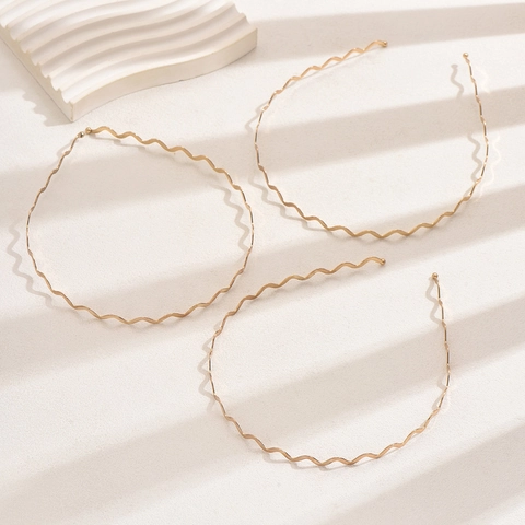 Diadema De Metal Ondulada Fina Cinta Para El Cabello Dorada Simple Minimalista Aro De Peinado Para Mujeres