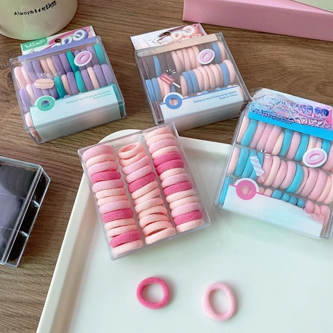 Boxed Mini Baby Hair Ties High Elastic Seamless Nylon Ponytail Holders Macaron Colors Daily Hair Accessories Toddler Girls