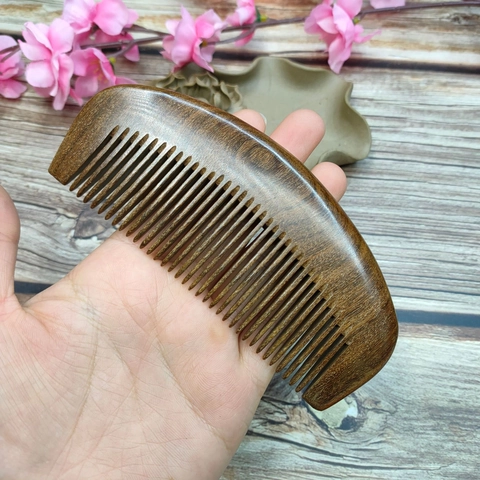 Pettine Per Capelli In Legno Di Sandalo Naturale Antistatico Massaggio Spazzola Cuoio Capelluto Artigianale Spesso Lucidato Forme Uniche