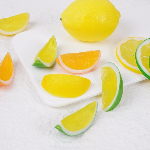 Realistic Simulation Fruit Slices Keychain PVC Resin Lemon Orange Lime Decor Photography Props Charm For Bags And Keys