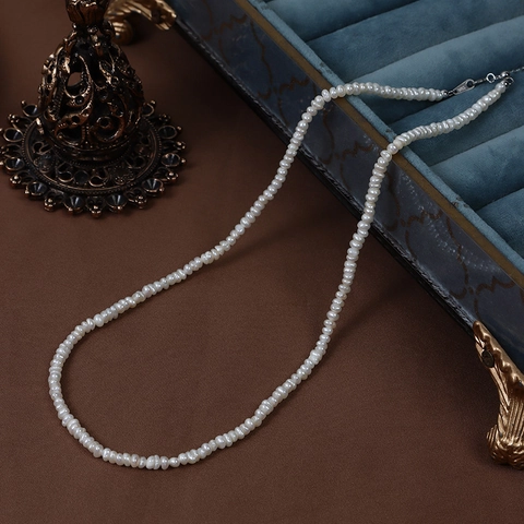 French Irregular Natural Freshwater Pearl Necklace With S925 Sterling Silver Adjustable Clasp Small Rice Bead Choker For Women