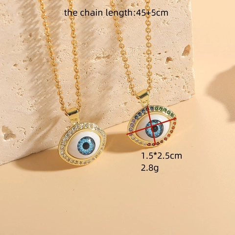 Evil Eye Anhänger Halskette Titanstahlkette Kupfer 14K Vergoldet Zirkon Regenbogen Klare Steine Mode Schmuck Damen