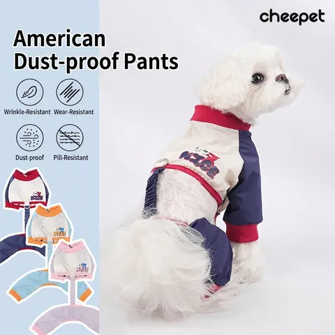Tuta Per Cani Impermeabile Pantaloni Antipolvere Vestiti A Quattro Gambe Con Anello D Nylon Color Block Per Cani Piccoli Medi