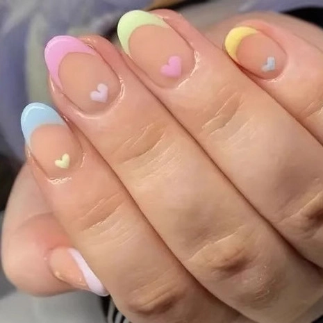 Unghie Finte Stile Francese Plastica ABS Manicure Artificiale Con Design Cuore Fiore Per Donne Arte Delle Unghie DIY