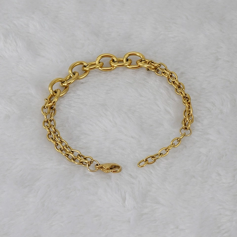 Bracelet À Maillons Asymétriques En Acier Inoxydable Plaqué Or 18K Bijoux De Mode Pour Hommes Et Femmes