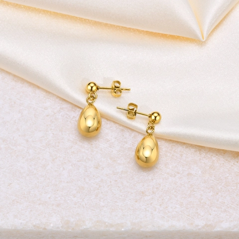 Orecchini a Bottone a Goccia in Acciaio Inossidabile Chic Francese per Donna Orecchini a Goccia Metallici Placcati Oro 18K Gioielli Minimalisti Regalo