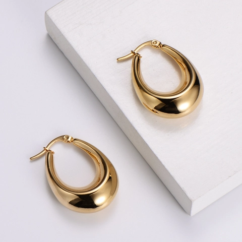 Elegante Wassertropfen Creolen Für Damen 18K Vergoldet Edelstahl Hohl Tränenform Ohrring Minimalistischer Modeschmuck