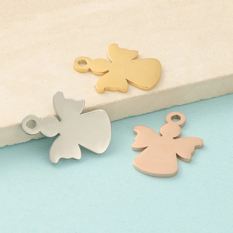 Dijes De Colgante De Ángel Niña Acero Inoxidable 304 Pulido Espejo Para Hacer Joyas DIY Accesorios