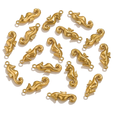 Stainless Steel Mini Charms Pendants Ocean Animal Seahorse Shell Whale Dolphin Rabbit Cherry DIY Jewelry Making Accessories