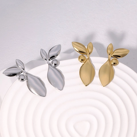 Pendientes De Gota De Hoja Acero Inoxidable Chapado En Oro De 18K Creativo Inspirado Naturaleza Joyería Para Mujeres