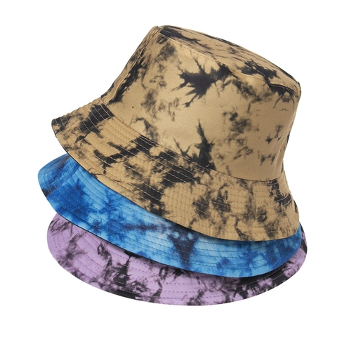 Cappello Alla Pescatora Tie Dye Cotone Traspirante Estate Protezione Solare Outdoor Streetwear Graffiti Per Uomini Donne