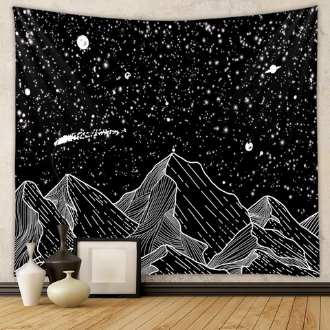Arazzo Da Parete Tapestry Poliestere Tessuto Notte Stellata Costellazione Bohemien Mandala Gotico Per Camera Casa