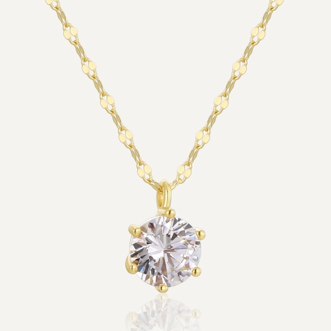 Collier Pendentif Rond En Zircone Cubique Minimaliste Plaqué Or Argent Sterling 925 Sertissage Bijoux Pour Femmes