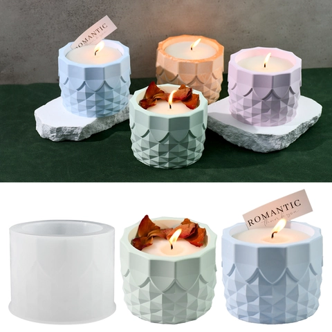 Lace Geometric Silicone Mold For DIY Candle Cup Resin Crafting Pen Holder Succulent Pot Handmade Tool
