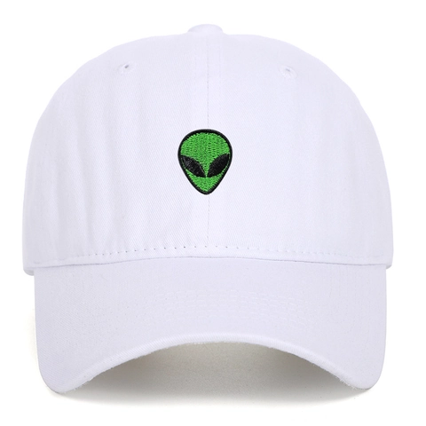 Retro Washed Cotton Baseball Cap With Green Alien Embroidery Adjustable Sunshade Dad Hat For Men Women Outdoor Casual Fashion