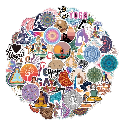 Mandala Yoga Wasserdichte Aufkleber Vinyl Decals Für Laptop Wasserflasche Gepäck Gitarre Ästhetische Retro Dekorative