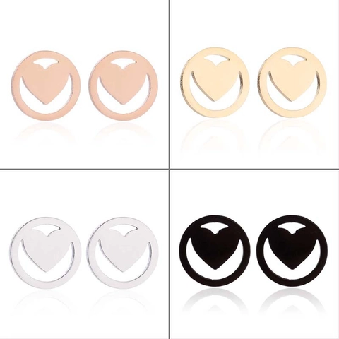 Stainless Steel Stud Earrings Hollow Butterfly Heart Tree Of Life Whale Tail Elephant Umbrella Minimalist Jewelry For Women