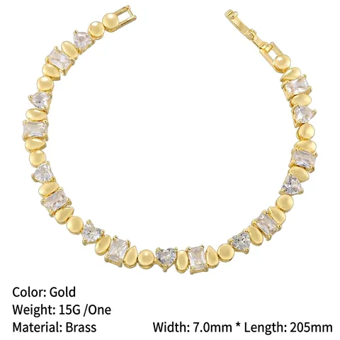 Bijoux Collier Et Bracelet Géométrique Coeur Goutte Zircone Cubique Laiton Style Ins Mode Élégant Femmes